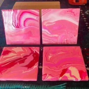 Homemade coasters. Mid modern century theme. Set of four.